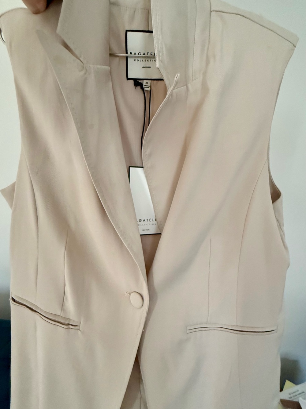 Bagatelle Cream Sleeveless Blazer Vest XL - Picture 2 of 10